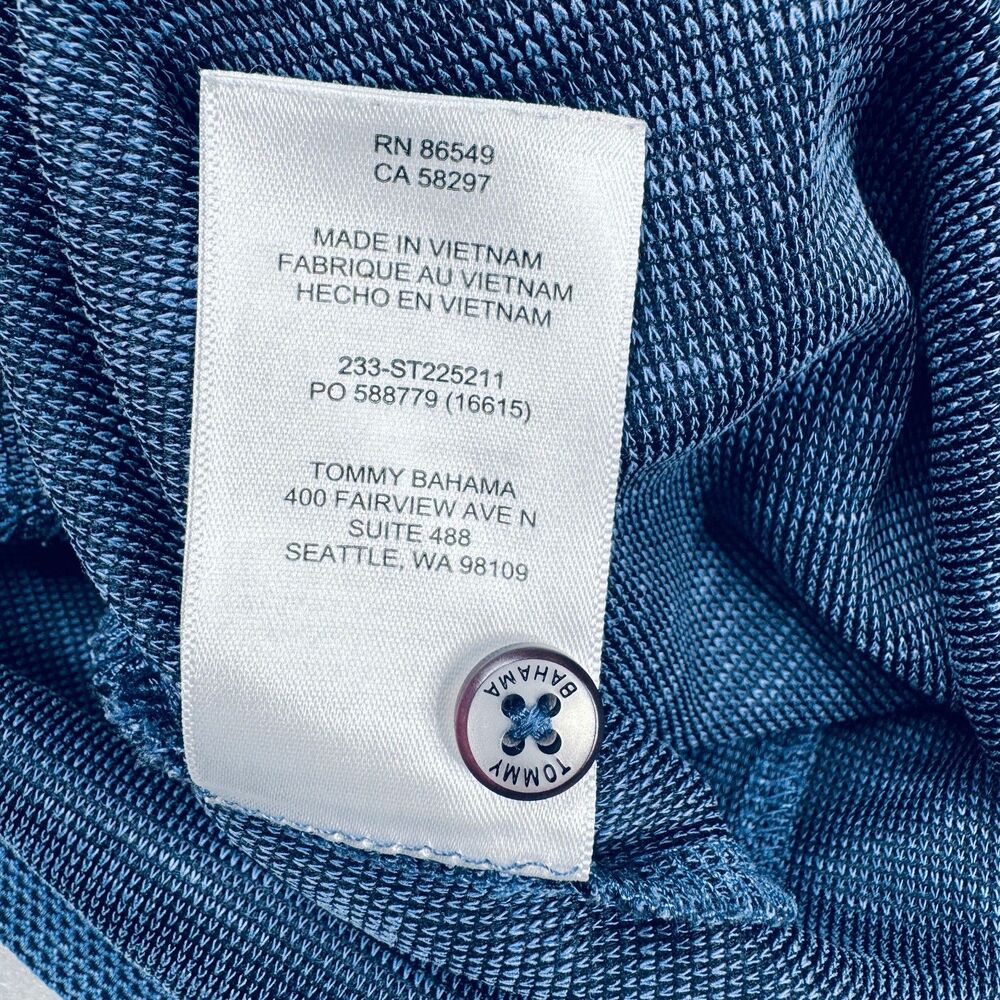Tommy Bahama Men's Island Zone Blue Textured Short Sleeve Polo Shirt Size Medium - Picture 8 of 12